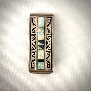 Touch Of Santa Fe Sterling Silver Inlayed Money Clip
